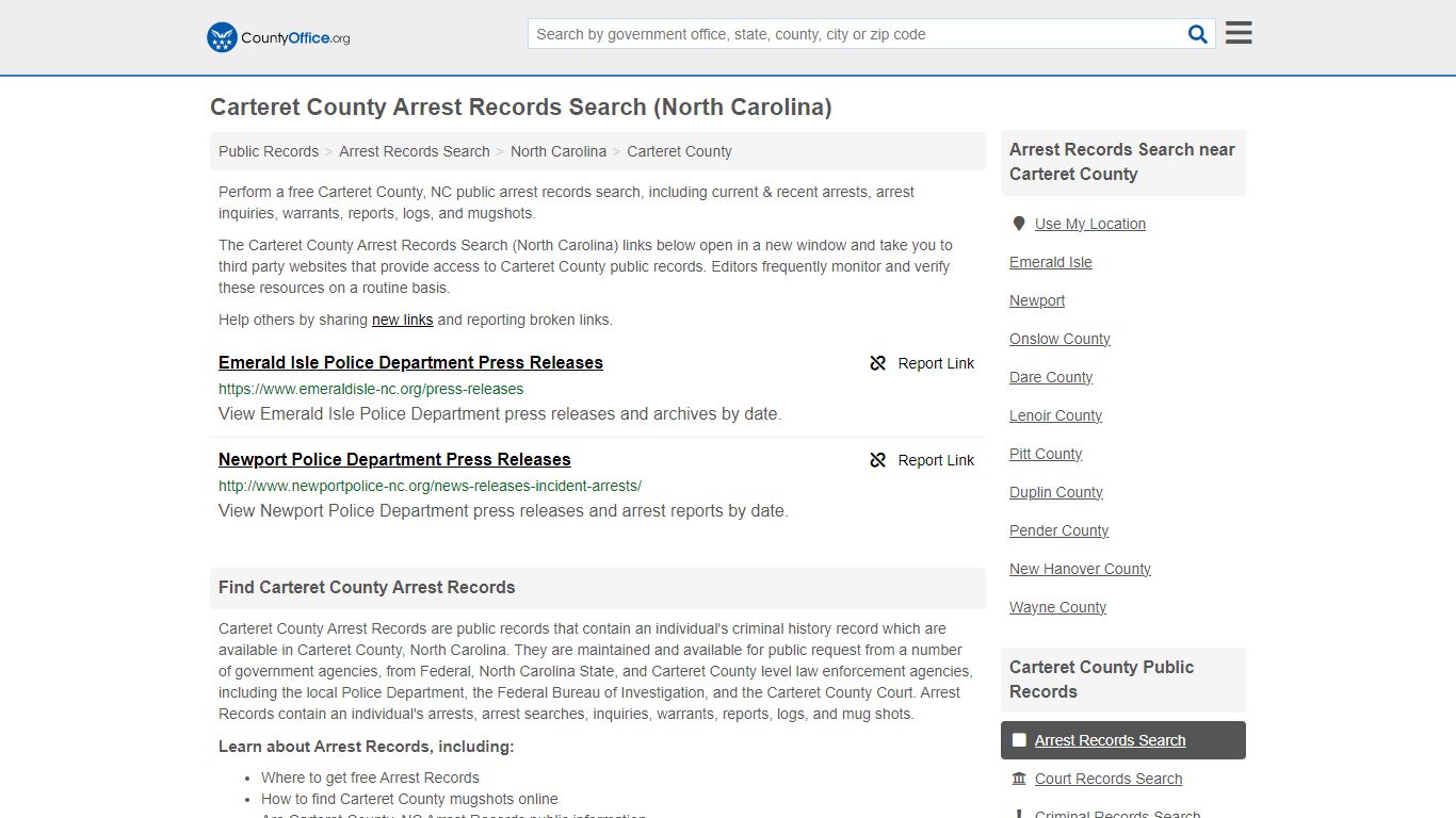 Arrest Records Search - Carteret County, NC (Arrests & Mugshots)