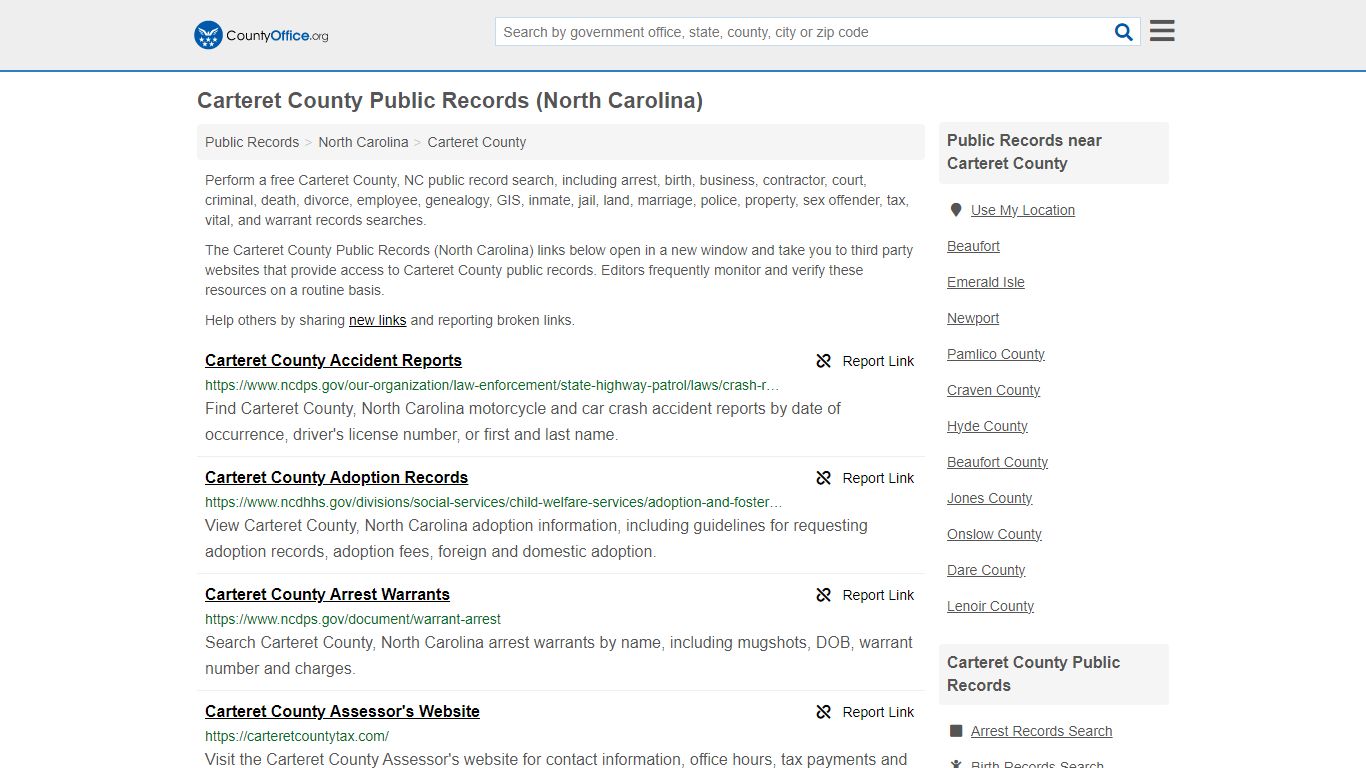 Public Records - Carteret County, NC (Business, Criminal, GIS, Property ...