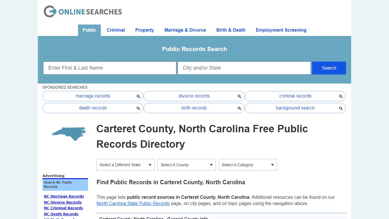 Carteret County, North Carolina Public Records Directory